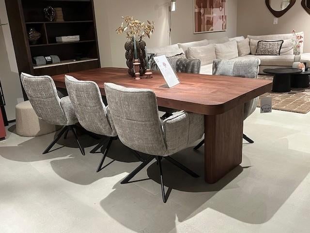 Set 6 eetkamerstoelen draaibaar in stof, Huis en Inrichting, Stoelen, Nieuw, Vijf, Zes of meer stoelen, Stof, Grijs, Ophalen