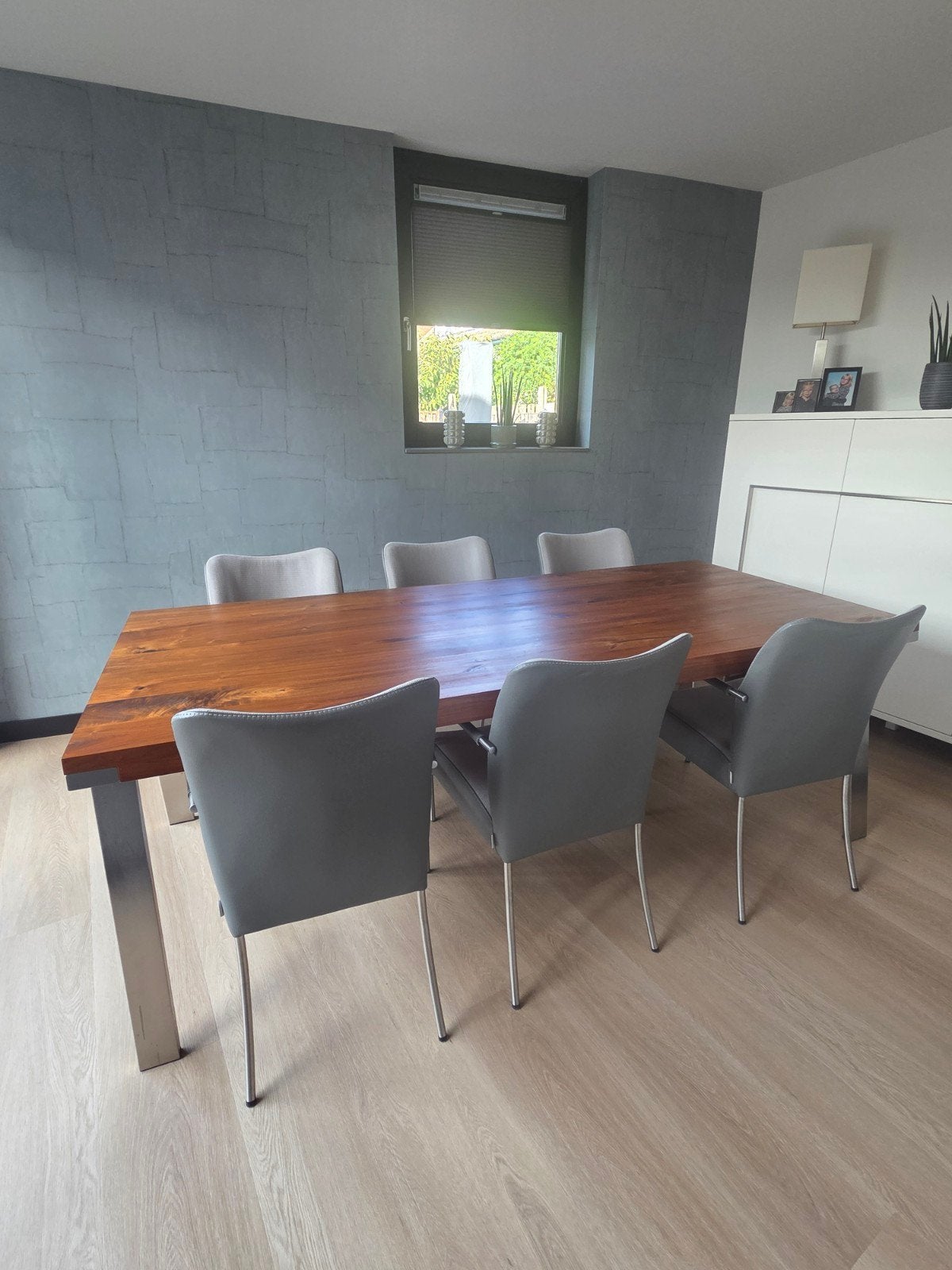 Bert Plantagie Seven eettafel met 6 Rumba eetkamerstoelen, Gebruikt, 100 tot 150 cm, 200 cm of meer, Vijf personen of meer