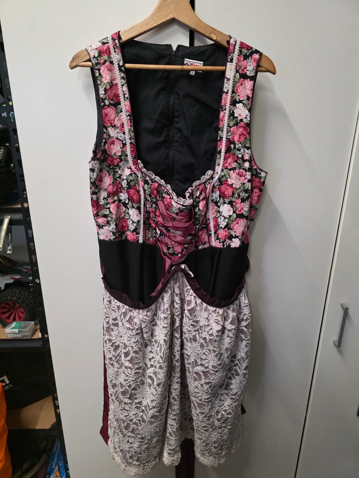Alphoorn Dirndl Jurk - Bloemenprint & Kant - Maat 50, Meerkleurig, Ophalen of Verzenden, Zo goed als nieuw, Knielengte