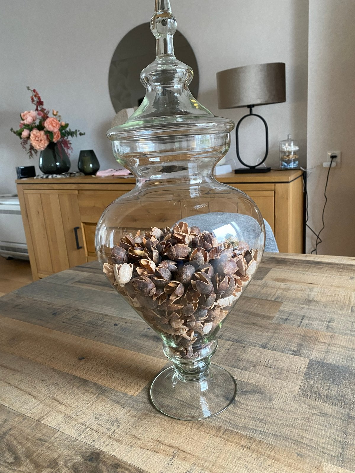 Grote glazen bokaal met deksel - Alleen ophalen, Transparant, Met deksel, Ophalen of Verzenden, Glas