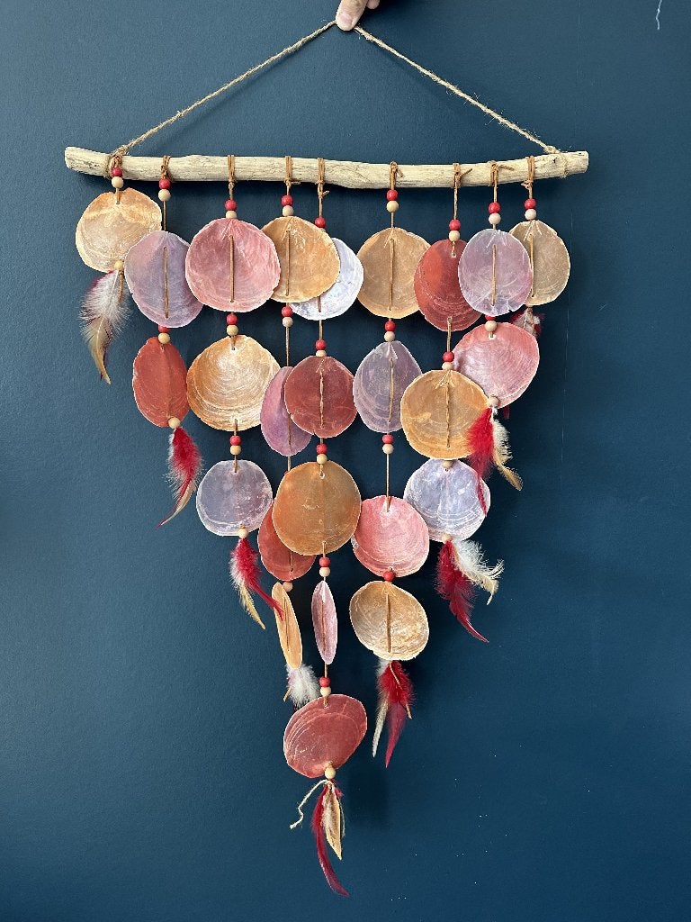 Schelpenhanger met prachtige warme tinten, super decoratief, Huis en Inrichting, Woonaccessoires | Wanddecoraties, Ophalen, Boho