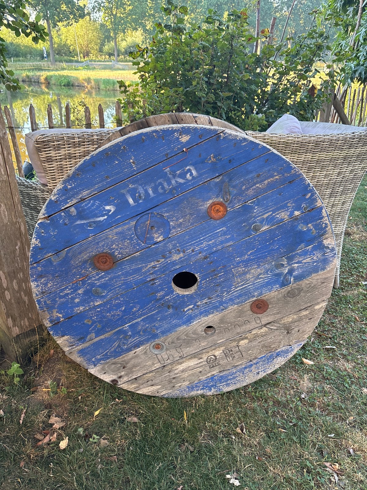 Grote houten kabelhaspel, Tuin en Terras, Ophalen, Gebruikt