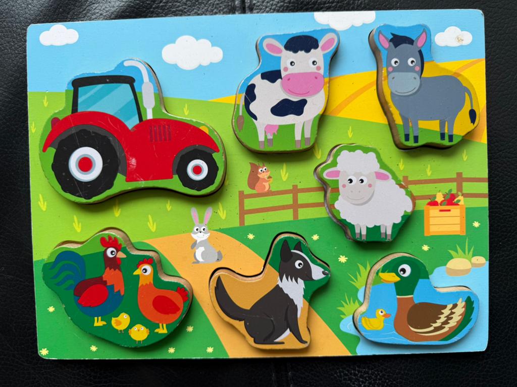 Houten boerderij puzzel voor kinderen, Ophalen, 2 tot 4 jaar, Gebruikt, 10 tot 50 stukjes