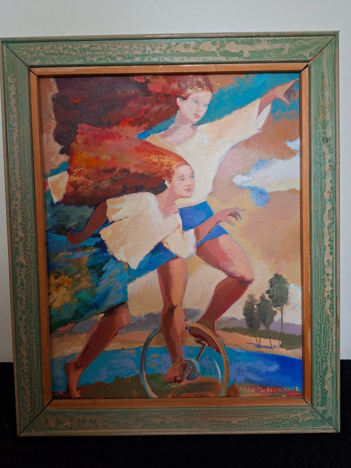Schilderij, Gesign.,50x60, € 150,- ZIE OOK MIJN OV.ADVERTS, Antiek en Kunst, Kunst | Schilderijen | Klassiek, Acrylverf, Portret of Personen