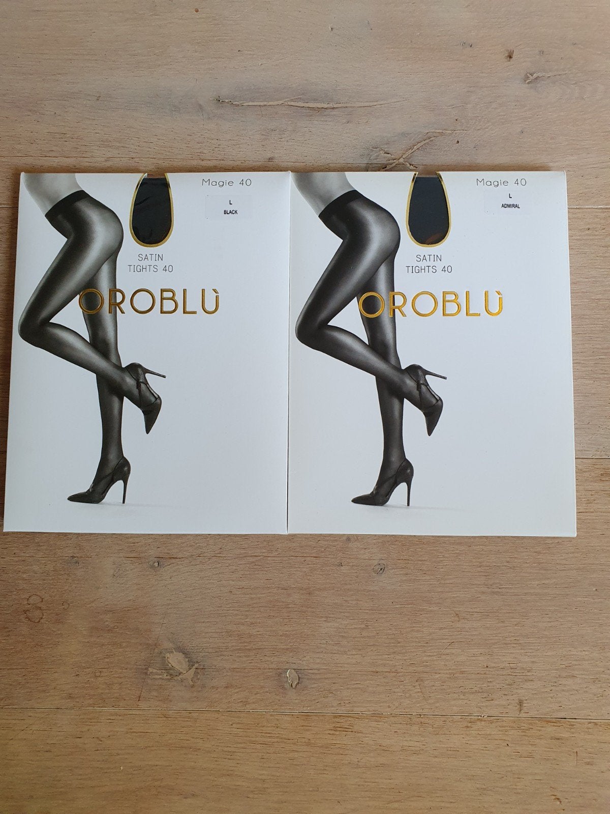 2x Oroblu panty 40 denier mt L, marine en zwart, NIEUW!, Overige kleuren, Nieuw, Ophalen of Verzenden, Maat 44/46 (L)