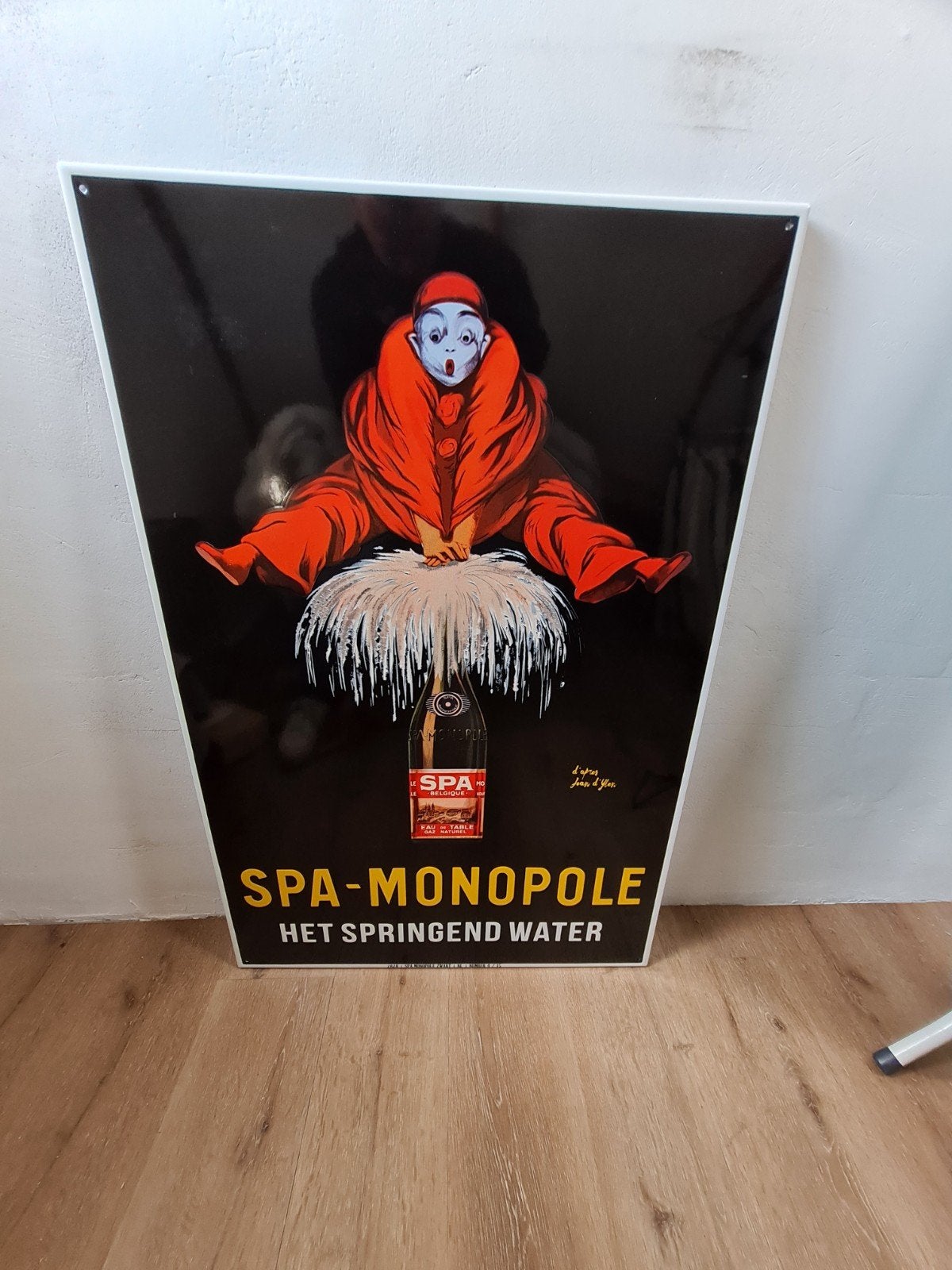 Spa reclamebord emaille gelimiteerd, Ophalen of Verzenden, Gebruikt, Reclamebord