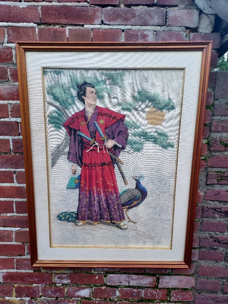 Japans naaldwerk van een samoerai., Ophalen, 84 cm, Japan, Meerkleurig