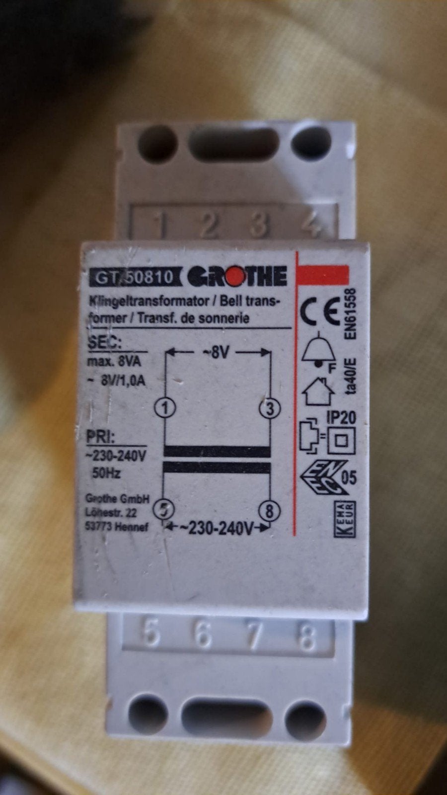 Grothe GT 50810 Beltransformator 8V/1.0A, Ophalen of Verzenden