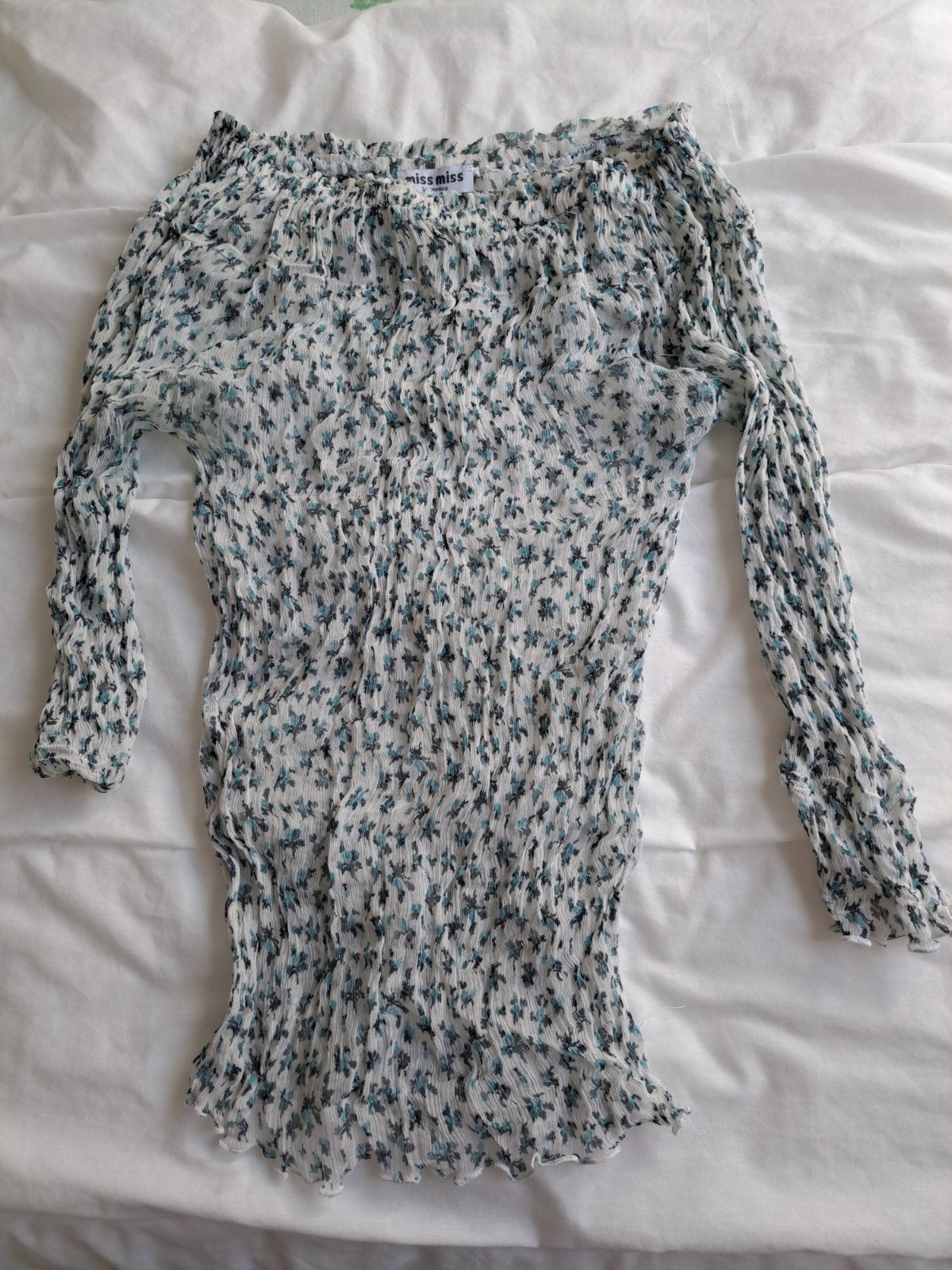 Transparante blouse met bloemenprint - Miss Miss, Maat 36 (S), Gedragen, Groen, Miss Miss