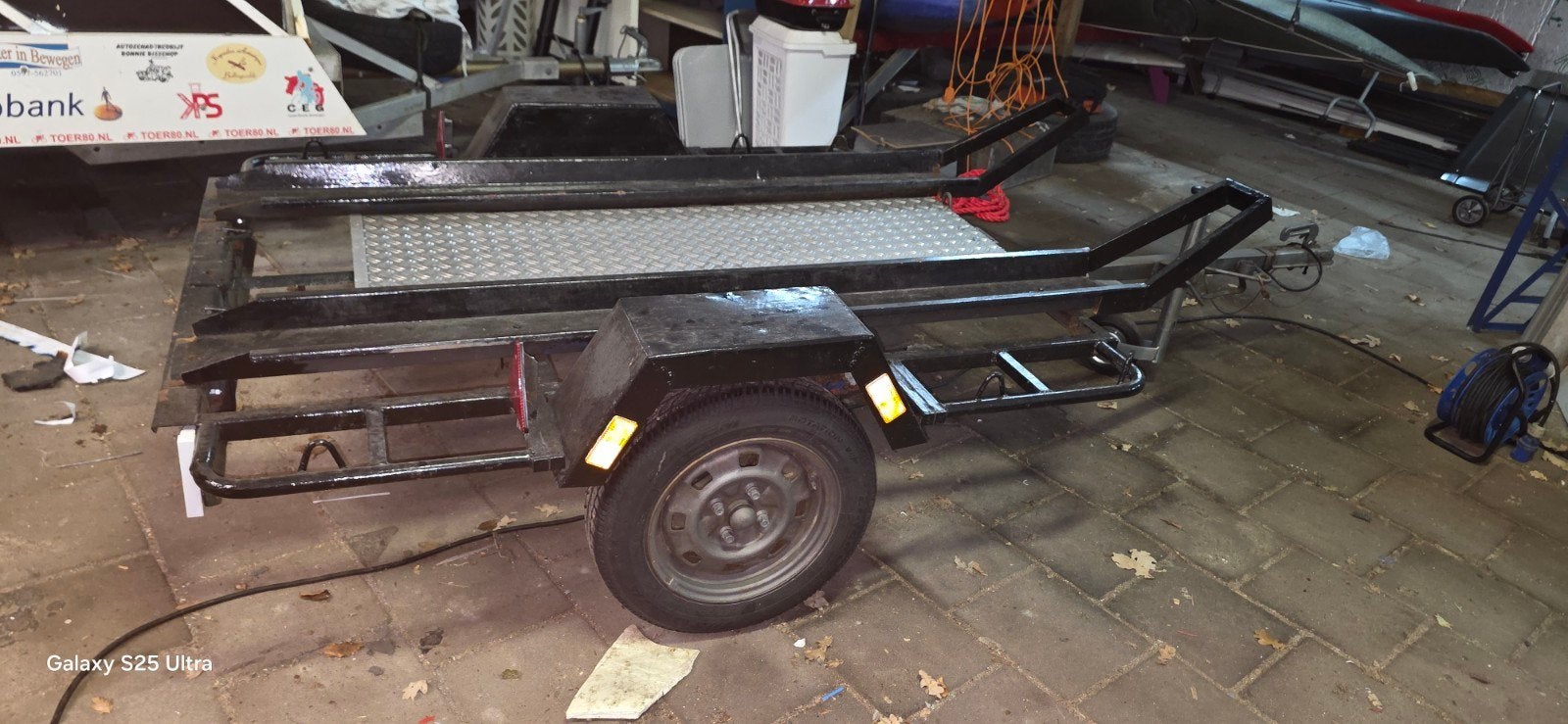 Motorfietsaanhanger met oprijplaat, Auto diversen, Aanhangers en Bagagewagens, Ophalen of Verzenden, Gebruikt