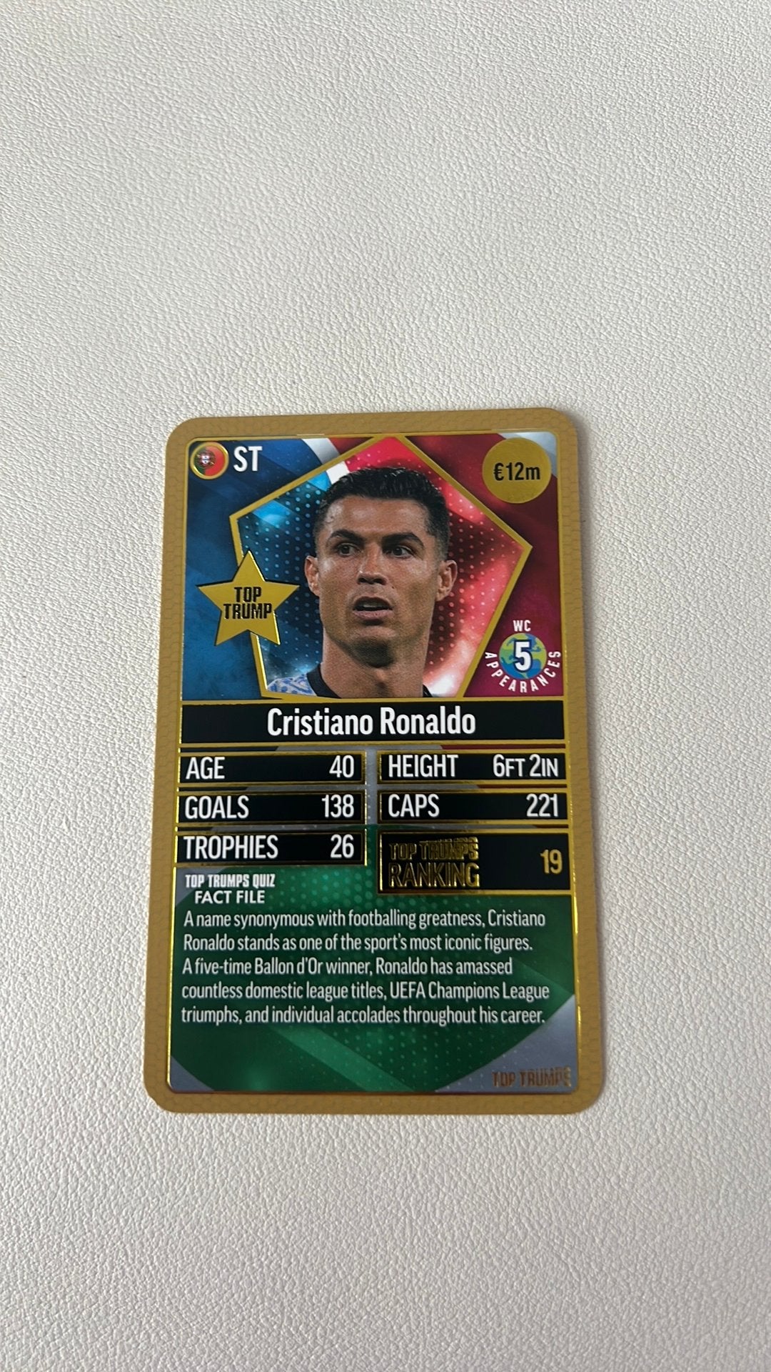 Top Trump Cristiano Ronaldo goude verpakking speciale kaart, Verzamelen, Sportartikelen en Voetbal, Ophalen of Verzenden, Nieuw