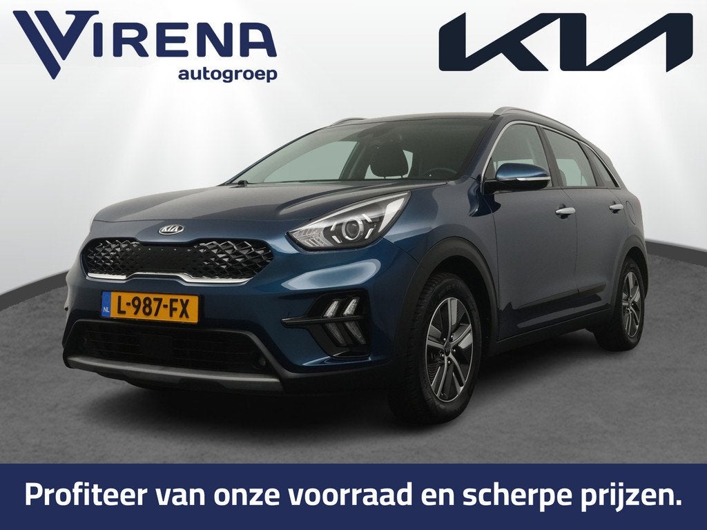 Kia Niro 1.6 GDi Hybrid DynamicLine - Trekhaak - Cruise Cont, Auto's, Kia, 12 maanden, Gebruikt, Blauw, Leder en Stof