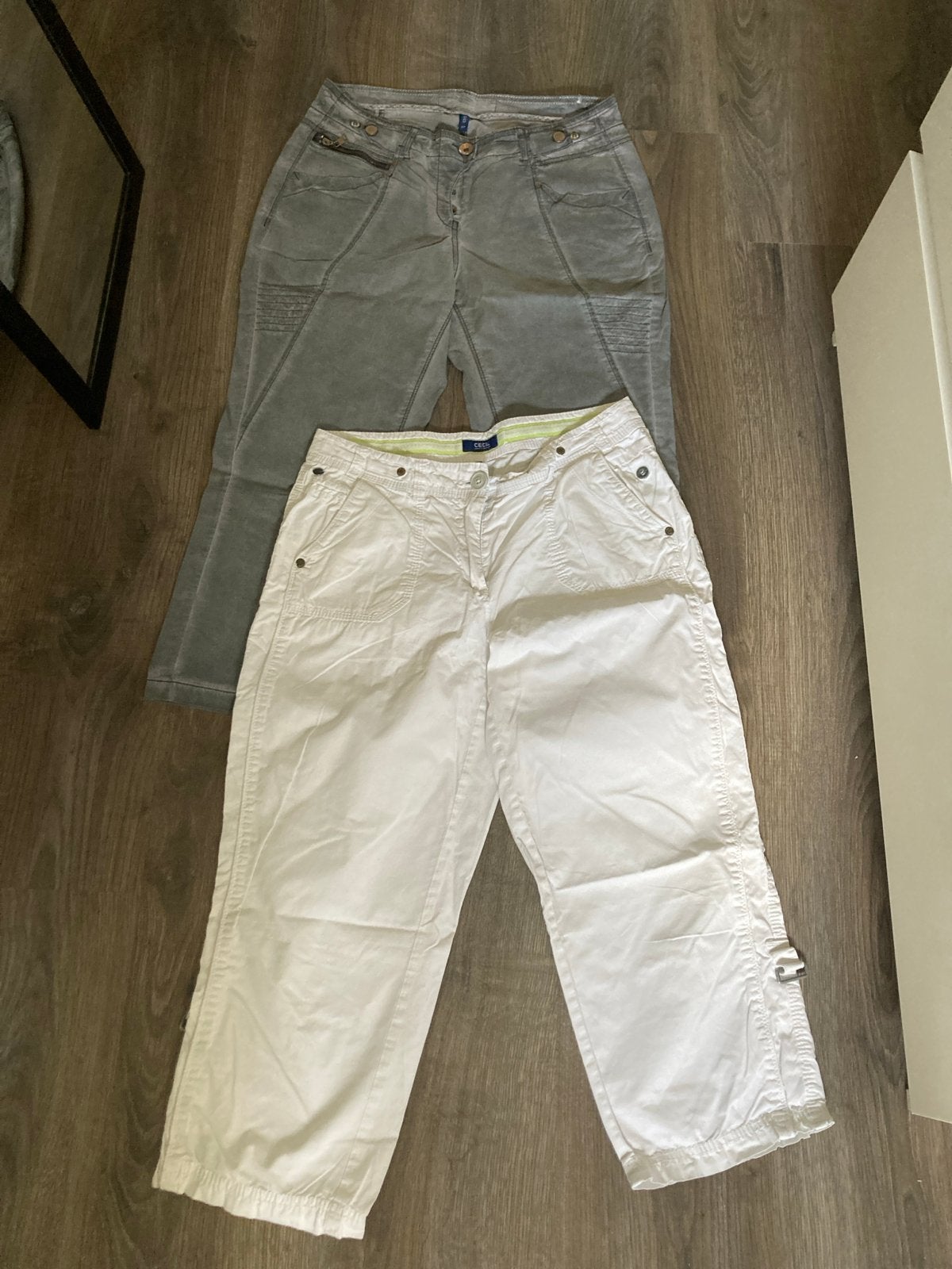 2 Cecil broeken: wit driekwart en grijze jeans, Wit, Ophalen of Verzenden, Driekwart, Maat 36 (S)
