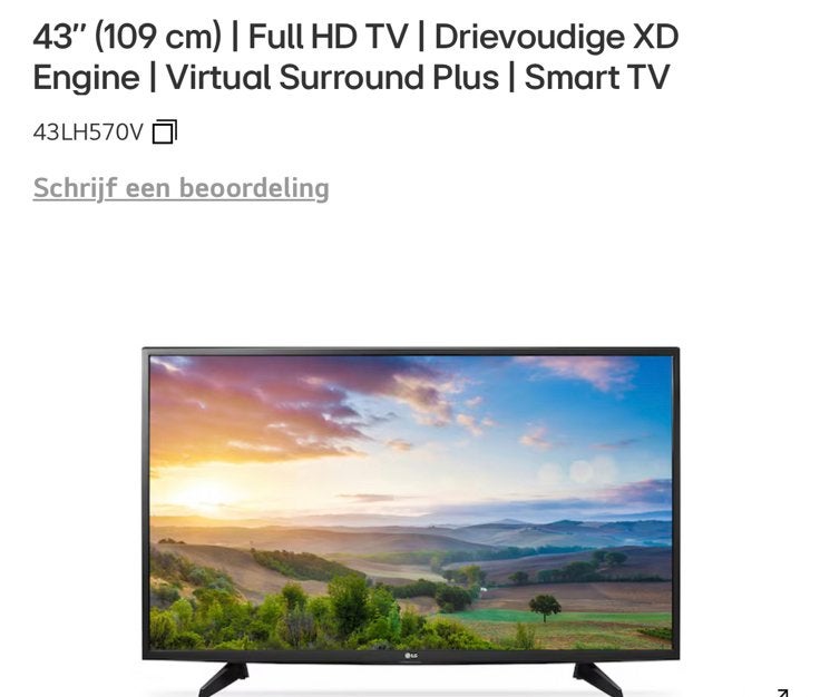 LG 43 INCH Smart TV - 43LH570V, Ophalen, LED, 50 Hz, Zo goed als nieuw