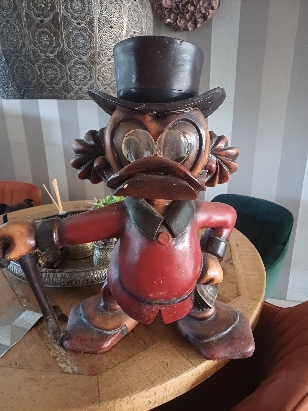 Vintage Dagobert Duck beeld uit de jaren '80 - Geplakte hoed, Ophalen of Verzenden, Donald Duck, Gebruikt, Beeldje of Figuurtje