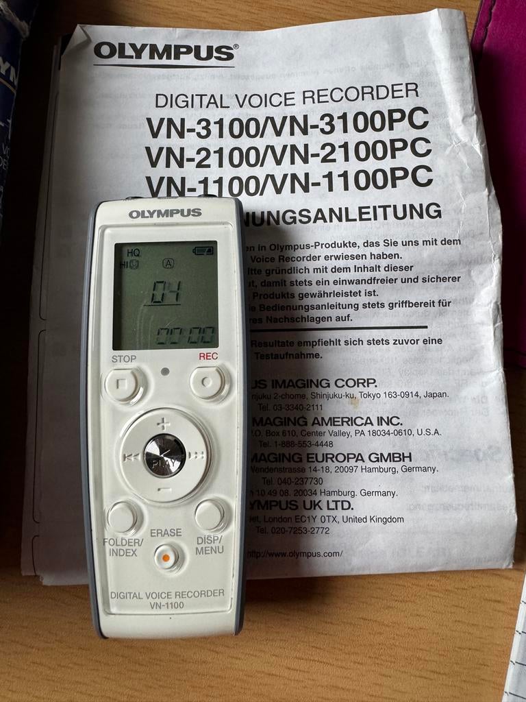 Olympus VN-1100 Digitale Voice Recorder Dictafoon, Ophalen of Verzenden, Gebruikt