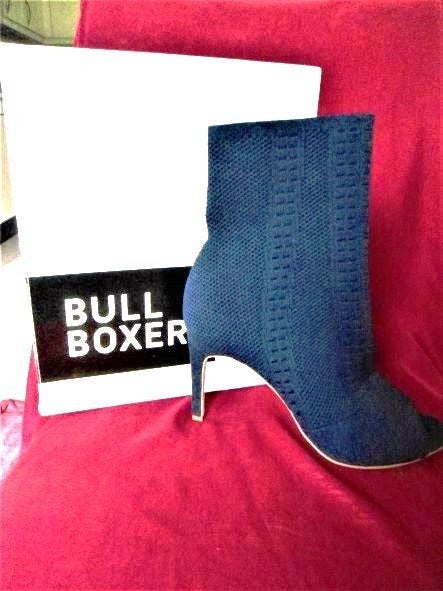 Stoffen instaplaarsje hoge hak off toe mt. 41 Bullboxer, Ophalen, Hoge laarzen, Blauw, Nieuw