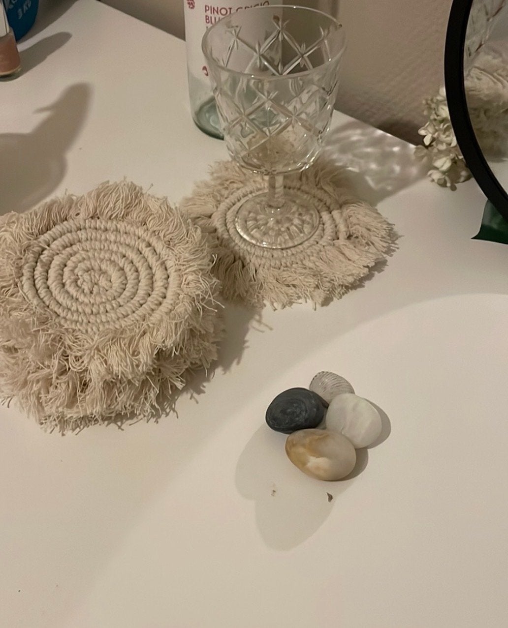 6 stuks Macramé Onderzetters Boho Stijl, Huis en Inrichting, Woonaccessoires | Overige, Beige, Boho, Ophalen of Verzenden, Zo goed als nieuw