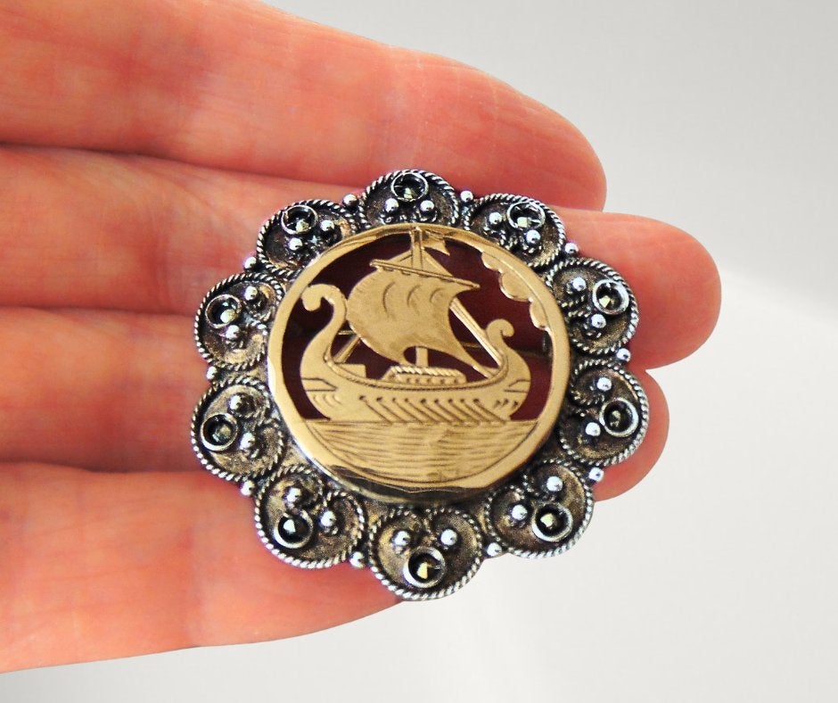 Zeldzame 100% zilver ART DECO Peeter Rooslaid Rhunu broche!, 4 tot 7 cm, Verzenden, Zo goed als nieuw, X