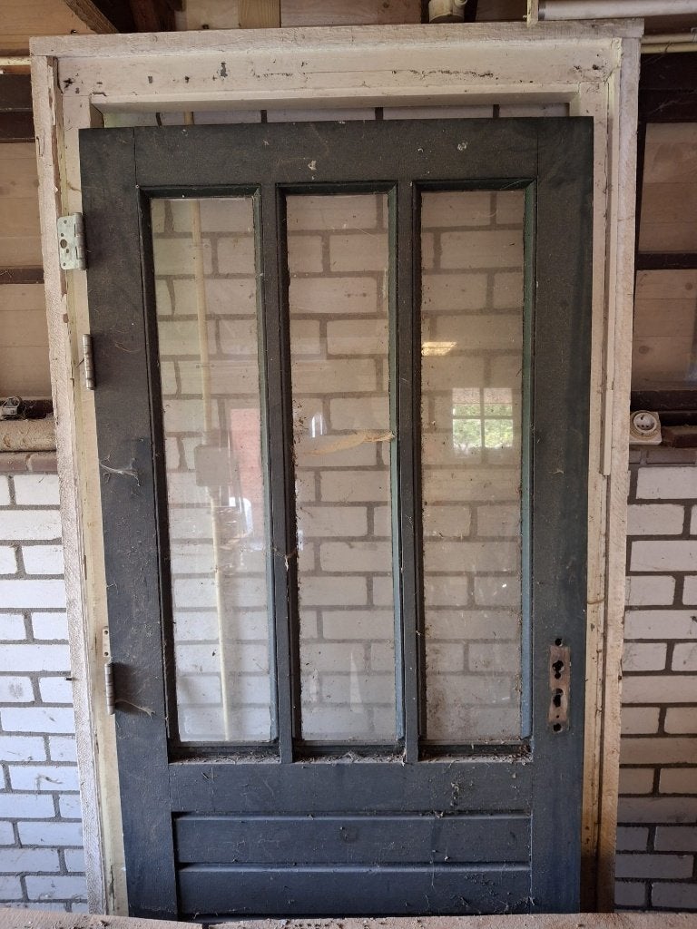 Buitendeur met kozijn, Doe-het-zelf en Verbouw, Kozijnen en Schuifpuien, Gebruikt, Deurkozijn, 150 tot 225 cm, Inclusief glas