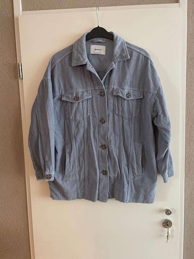 Stradivarius grijs rib overshirt corduroy jas S, Ophalen of Verzenden, Gedragen, Grijs