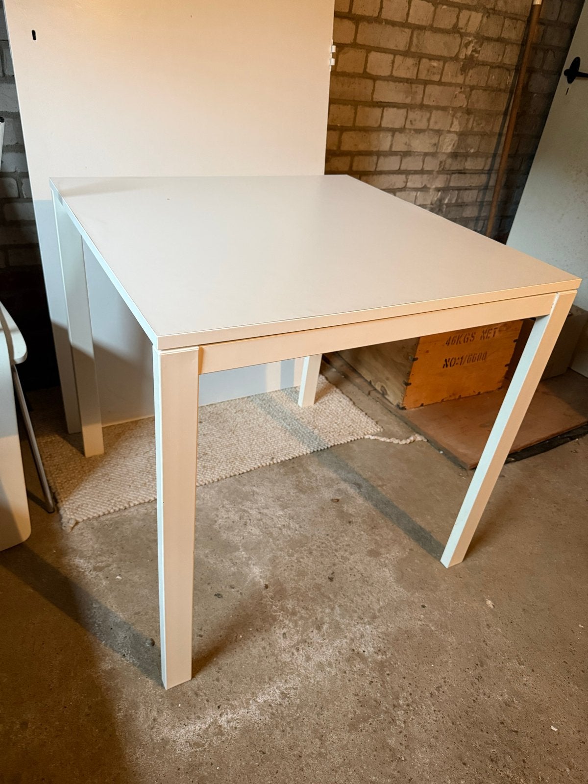 Vierkante tafel wit, Huis en Inrichting, Ophalen, Gebruikt, 50 tot 100 cm, Vierkant