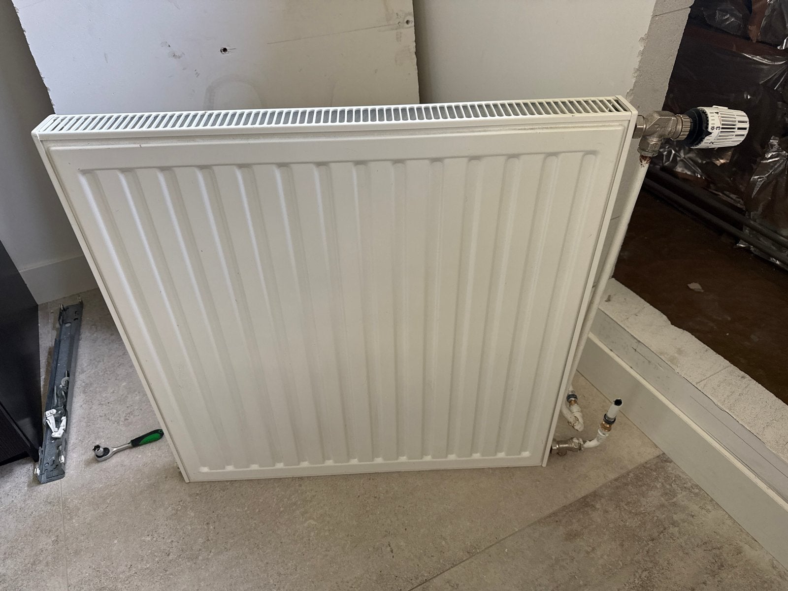 Witte paneelradiator met thermostaatknop, Radiator, Ophalen of Verzenden, 60 tot 150 cm, 80 cm of meer