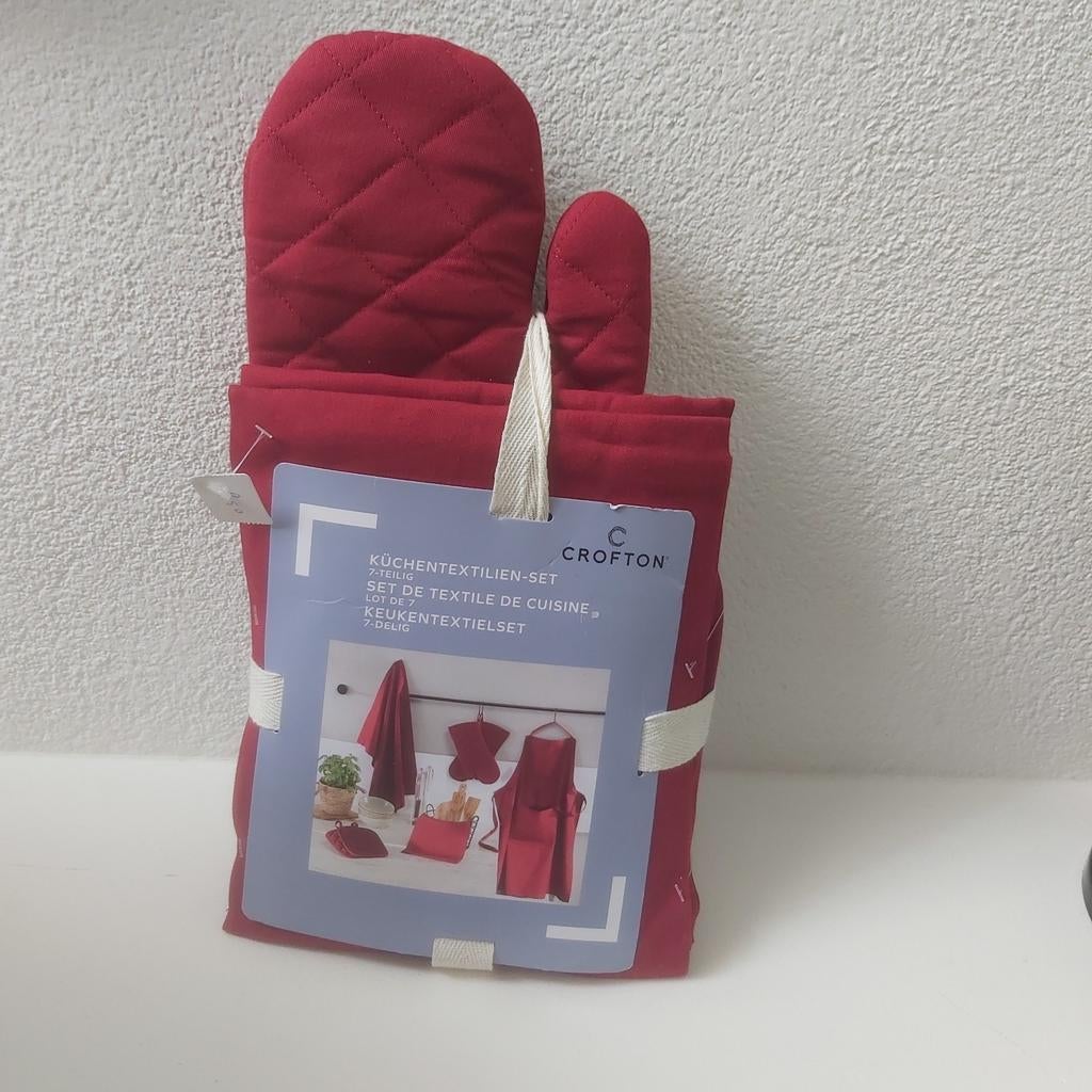 Crofton Keukentextielset 7-delig Rood, Overige typen, Nieuw, Ophalen of Verzenden, Rood