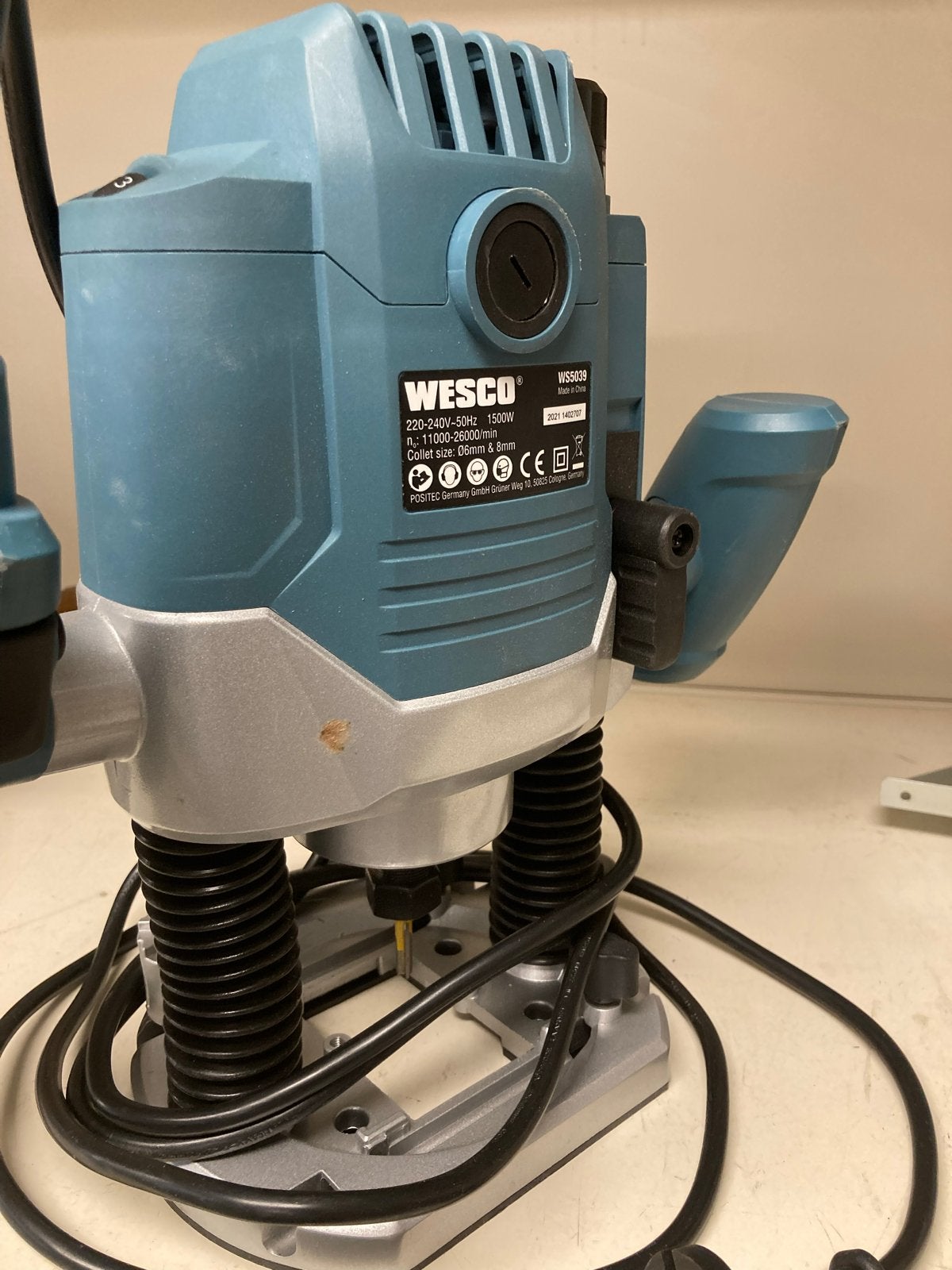 Wesco Bovenfrees WS5039 - 1500W met Frezenset, Doe-het-zelf en Verbouw, Gereedschap | Freesmachines, Ophalen of Verzenden, Nieuw