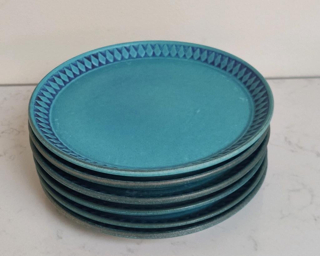 Vintage gebaksbordjes (6 st) van Ceramano, W Germany, Huis en Inrichting, Keuken | Servies, Ophalen of Verzenden, Porselein, Overige stijlen