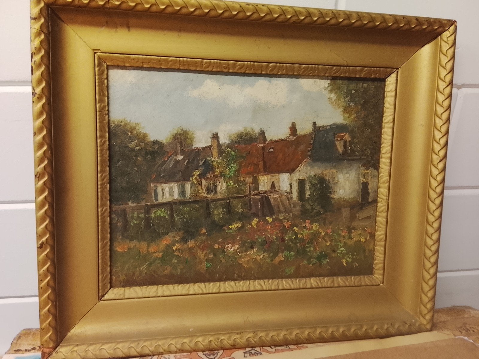 antiek schilderij onduidelijk gesigneerd, Ophalen of Verzenden