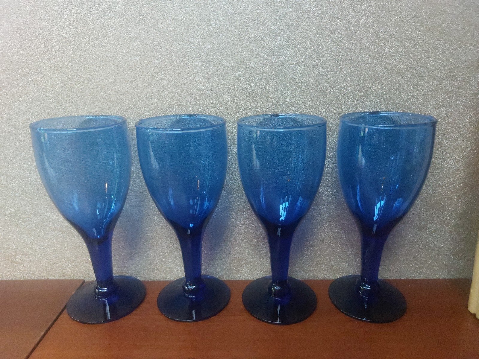 Vintage kobaltblauwe wijnglazen – Set van 4, Antiek en Kunst, Ophalen of Verzenden