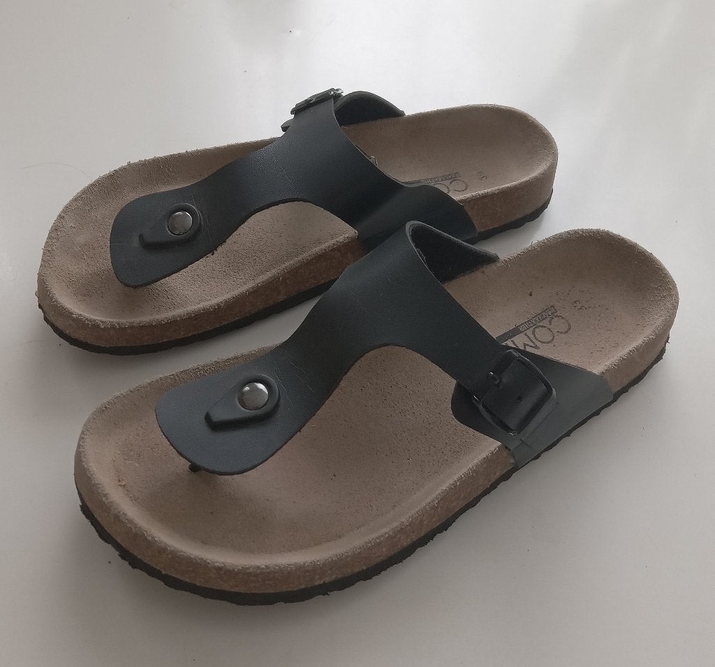 Comfy zwarte leren sandalen, maat 39, Oosterveldweg 15, 7274 DZ, Verzenden, Zwart, Sandalen of Muiltjes