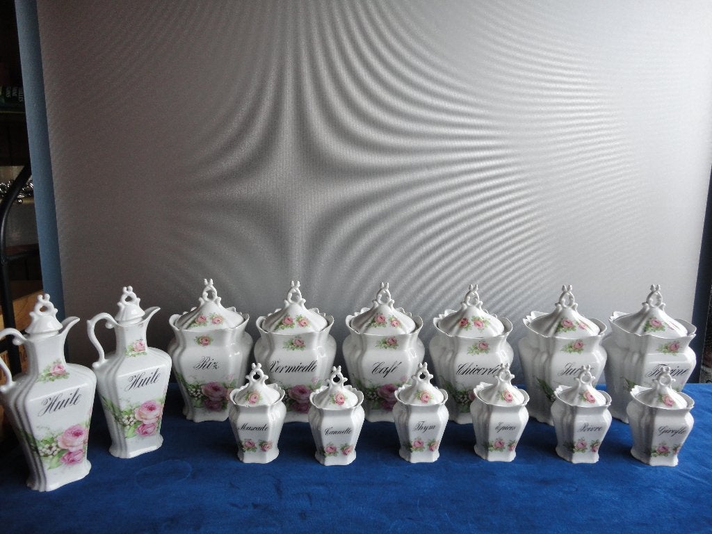 Antieke Franse Keukenset - Porselein met Rozenmotief, Antiek en Kunst, Ophalen