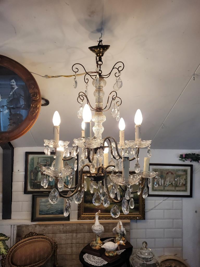 Antieke Franse plafondlamp kroonluchter 10 lichtpunten, Ophalen, Heikant 21 Kaatsheuvel, Belle Vieille Brocante, Zo goed als nieuw