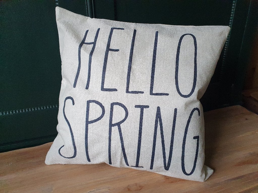 Kussenhoes Hello Spring, Diversen, Pasen, Nieuw, Ophalen of Verzenden