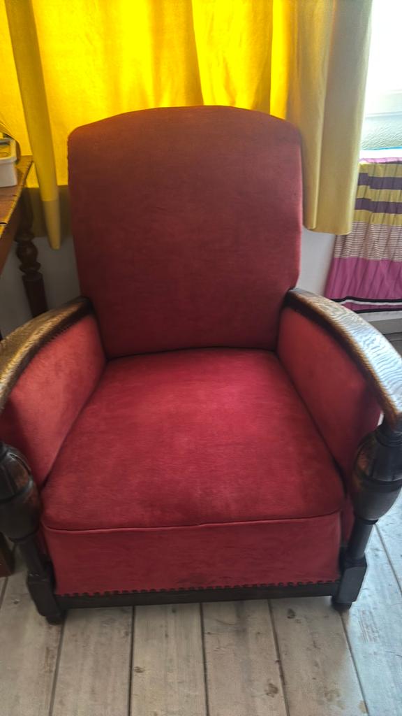 2 grote zware fauteuils stoelen, Ophalen, Gebruikt, 75 tot 100 cm, Stof
