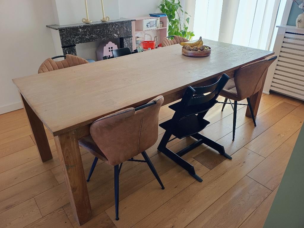 Massieve houten eettafel - 100x240cm, Huis en Inrichting, Tafels | Eettafels, Ophalen, Gebruikt, Eikenhout, 200 cm of meer
