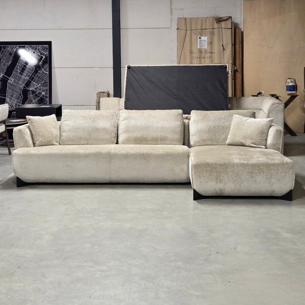 Hoekbank Japandi Beige Stof Bergen 902, 310x155cm, Ophalen, Nieuw, Stof, Japandi, hotel chique