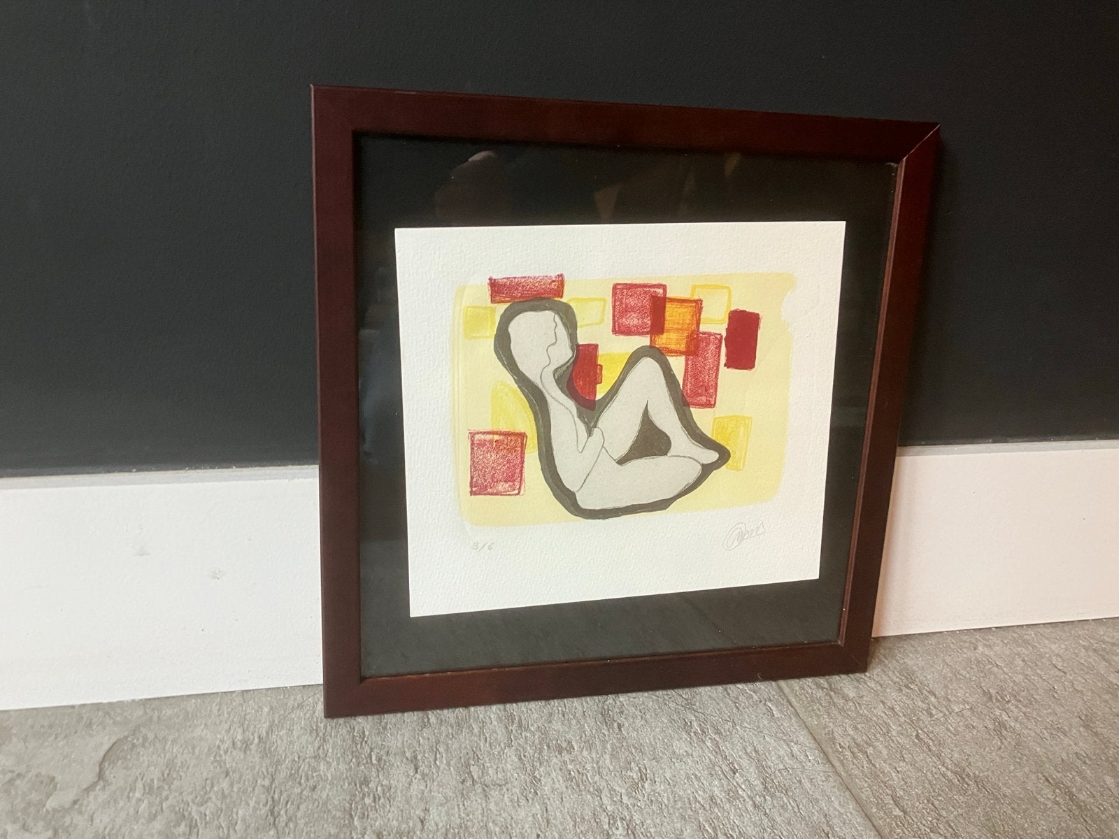 Abstract Naakt Prent - Gelimiteerde Oplage (3/6) - Ingelijst, Gelimiteerde oplage, Ophalen of Verzenden, Portret en Figuren, Lithografie