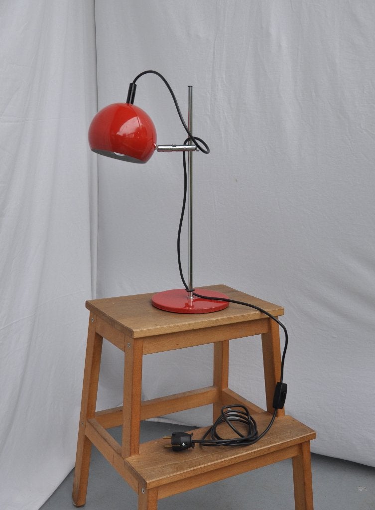 Veb Leuchten | vintage tafellamp | bollamp | donker rood, Ophalen of Verzenden, Overige materialen, Tafellamp | Vintage | Design | Bollamp | Oranje/rood | Lamp |