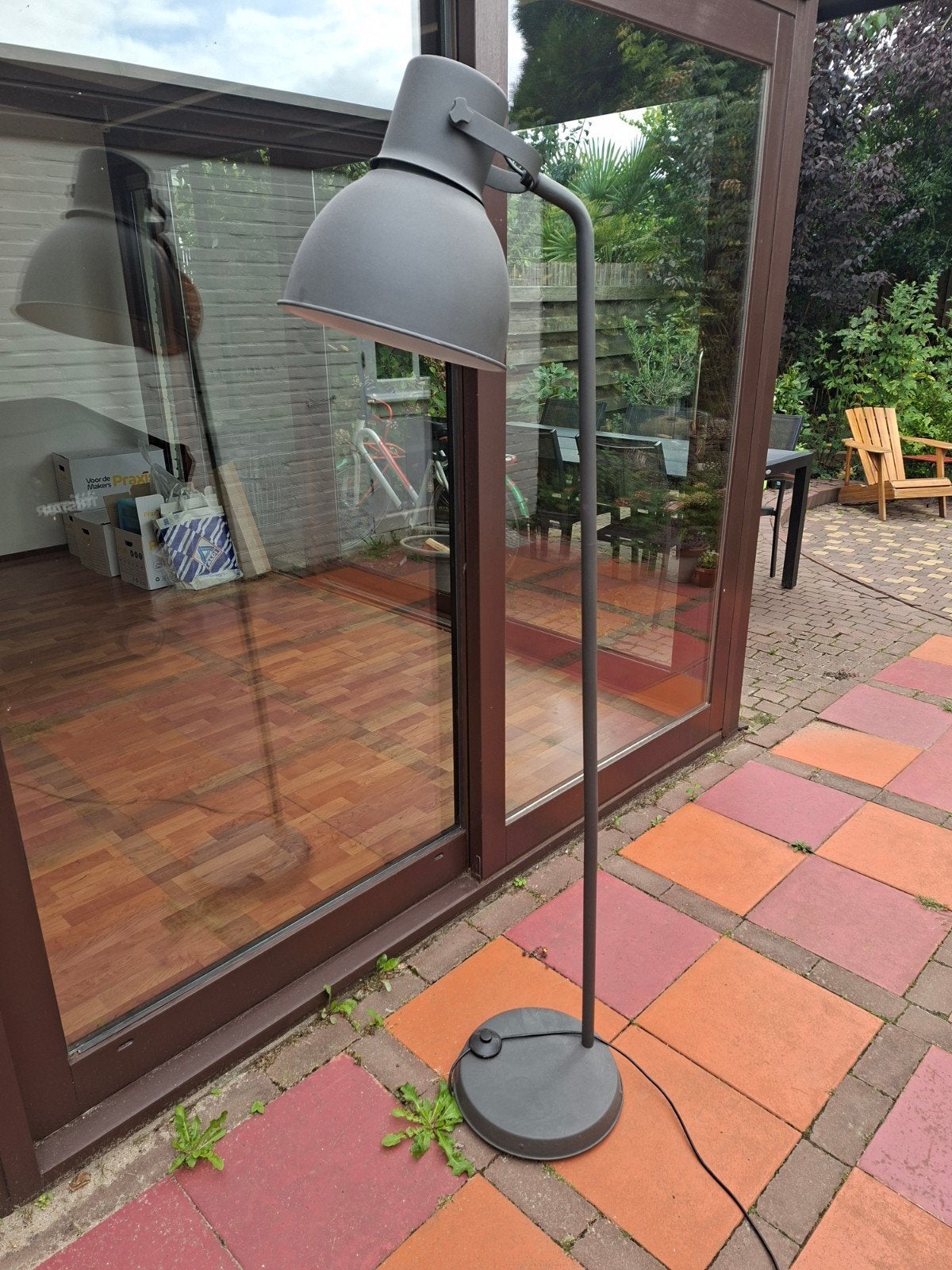Grijze staande lamp met verstelbare kap, Ophalen of Verzenden