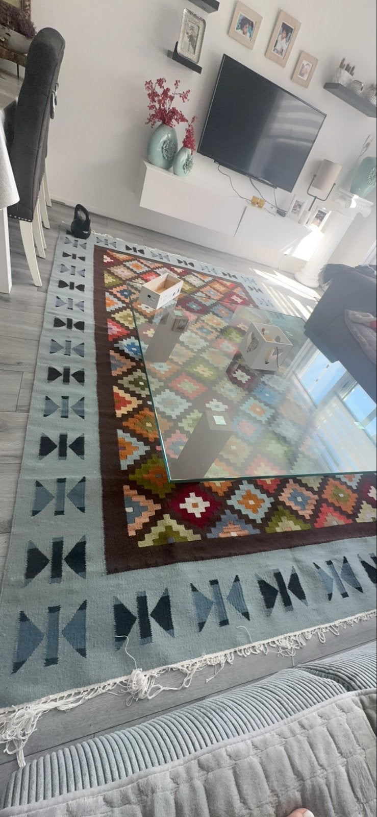 Handgemaakt Tapijt 3x2m - Kleurrijk en Uniek Design, Blauw, Nieuw, Ophalen of Verzenden, 200 cm of meer