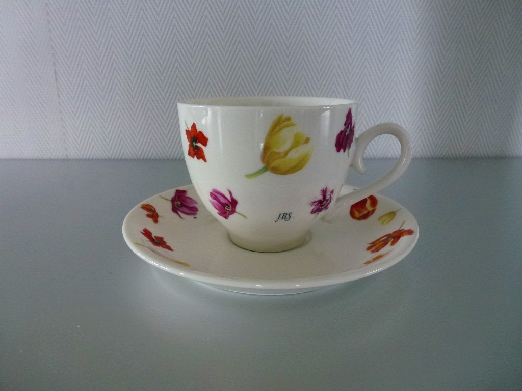 Kop en schotel Tulips van Janneke Brinkman Salentijn (JBS), Overige merken, Ophalen of Verzenden, Zo goed als nieuw, Overige stijlen