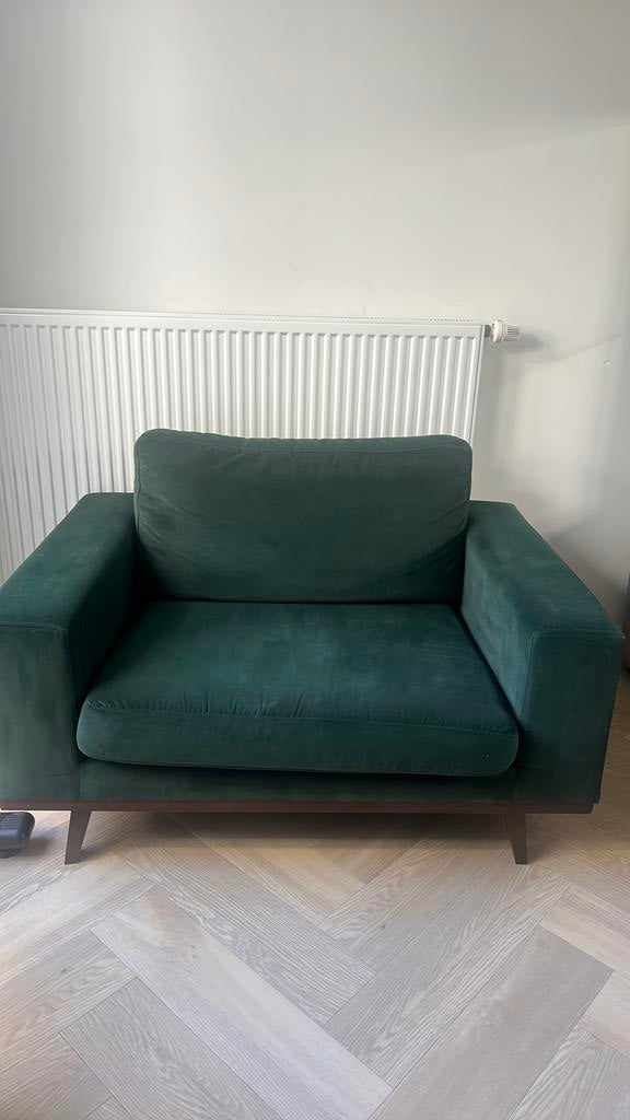 Dark green Velvet chair, Ophalen, Eenpersoons, 75 tot 100 cm, Zo goed als nieuw