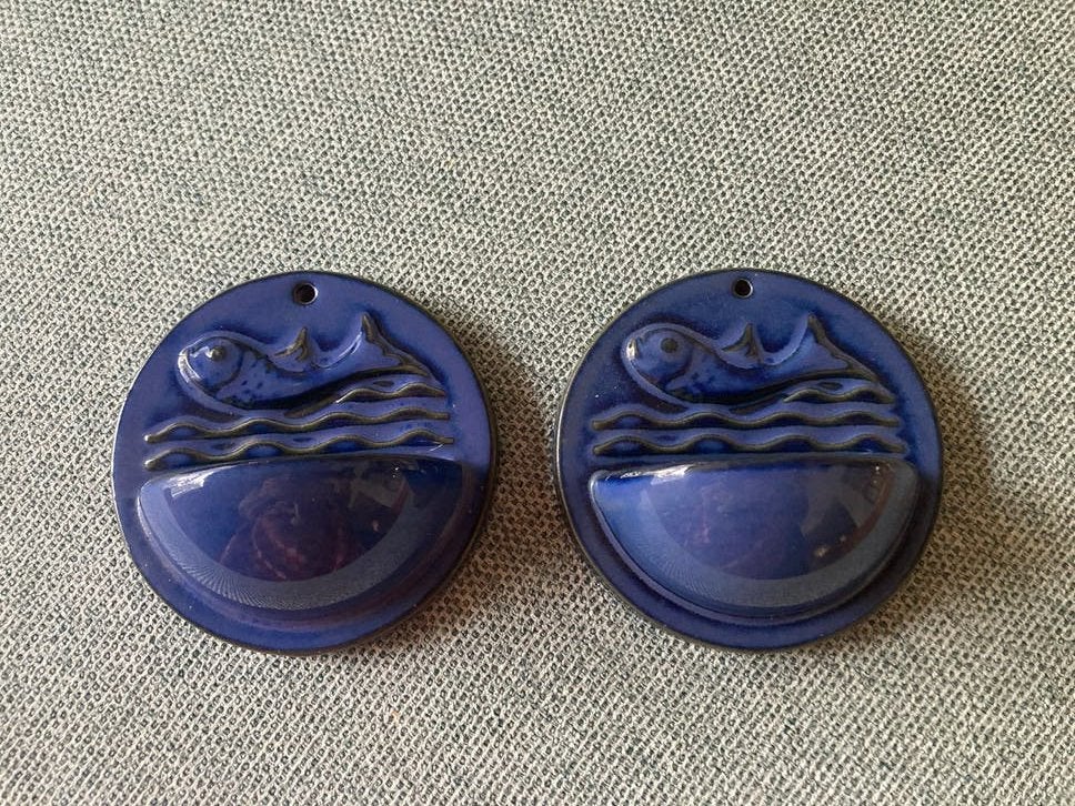 Vintage keramische wanddecoratie vissen (2 stuks), Ophalen of Verzenden