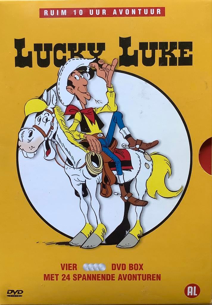 Lucky Luke 4 dvd box, art 501061 met 24 avonturen, 10 uur., Alle leeftijden, Ophalen of Verzenden, Zo goed als nieuw, Europees