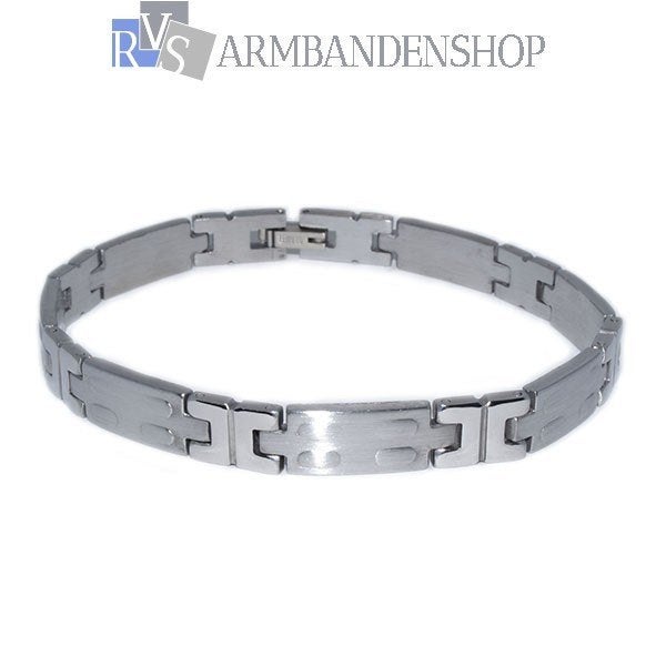 Rvs stalen armband 21.5 cm. dames of heren armband, Sieraden, Tassen en Uiterlijk, Ophalen of Verzenden, Nieuw, Zilver, Staal