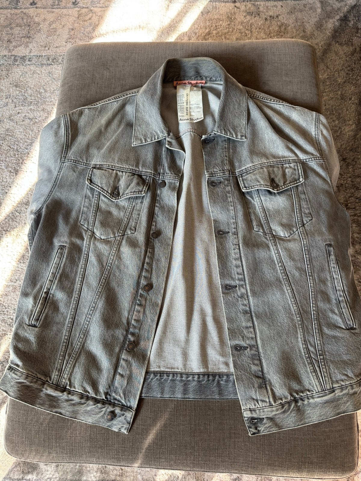 Acne Studios Denim Jacket Grijs Maat S/M, Ophalen of Verzenden, Zo goed als nieuw, Maat 46 (S) of kleiner, Grijs