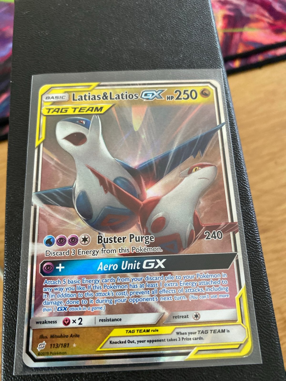 Pokemon kaart Latias & Latios GX 250 HP TAG TEAM, Ophalen of Verzenden, Zo goed als nieuw, Losse kaart, Foil